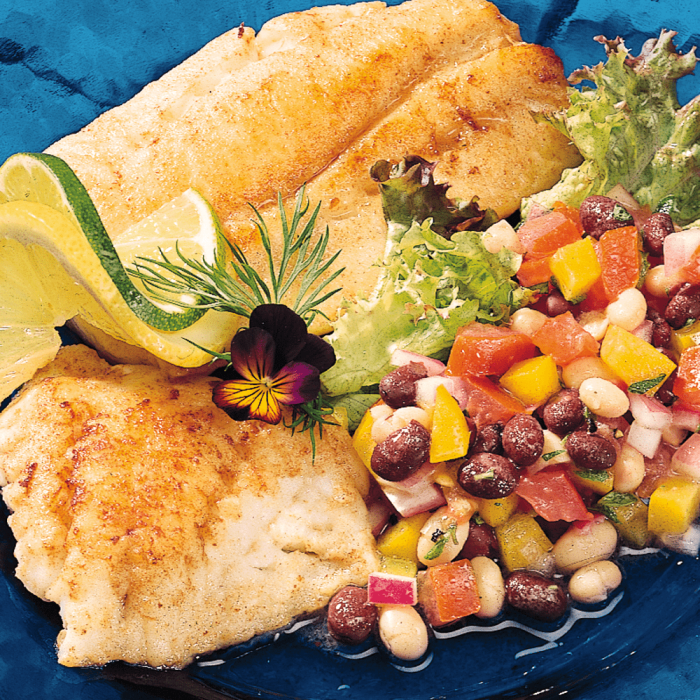 Fresh Rockfish fillets displayed on a clean surface.