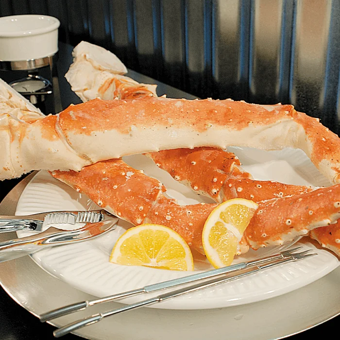 A display of the Super Jumbo King Crab Special, showcasing the largest king crab crab legs with a rich, vibrant color indicating freshness and high quality.