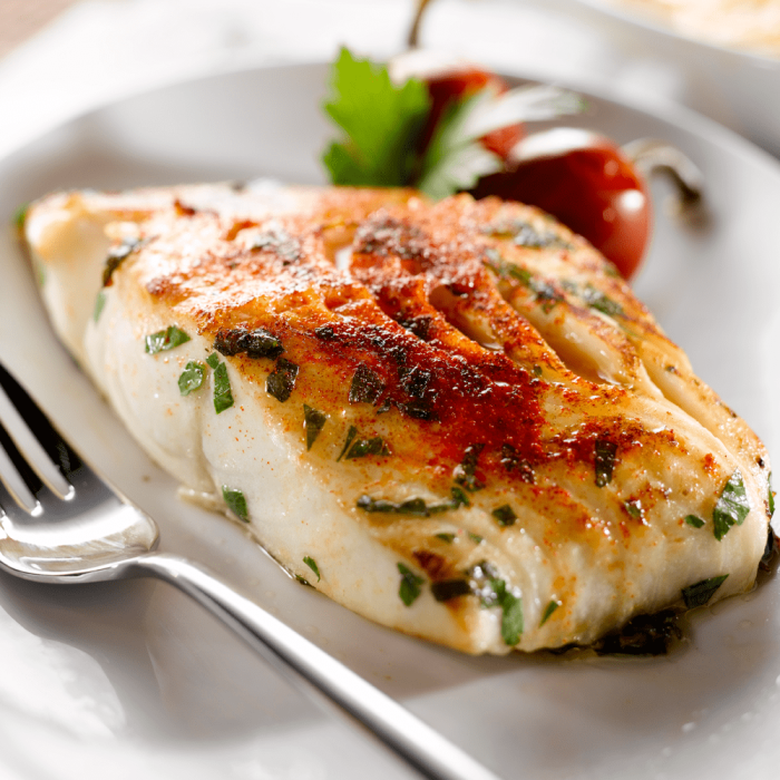 Black Cod Fillets, also known as Sable Fish, displayed in a fresh and raw state.