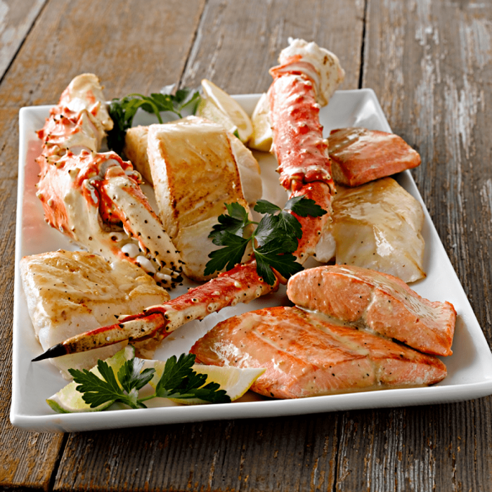 Alaska showcasing Wild Seafood like King Crab, King Salmon and Halibut