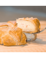 A delicious King Crab and Brie Pastry, golden brown and freshly baked.
Layers of French Brie cheese and Alaska King Crab meat