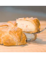 A delicious King Crab and Brie Pastry, golden brown and freshly baked.
Layers of French Brie cheese and Alaska King Crab meat