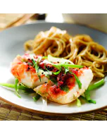 A large combo of Alaska whitefish  featuring cod whitefish served with side dishes.