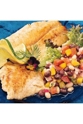 Fresh Rockfish fillets displayed on a clean surface.