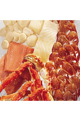 'The Southeaster', a Southern Style Gourmet seafood compilation including salmon, scallops. shrimp and king crab